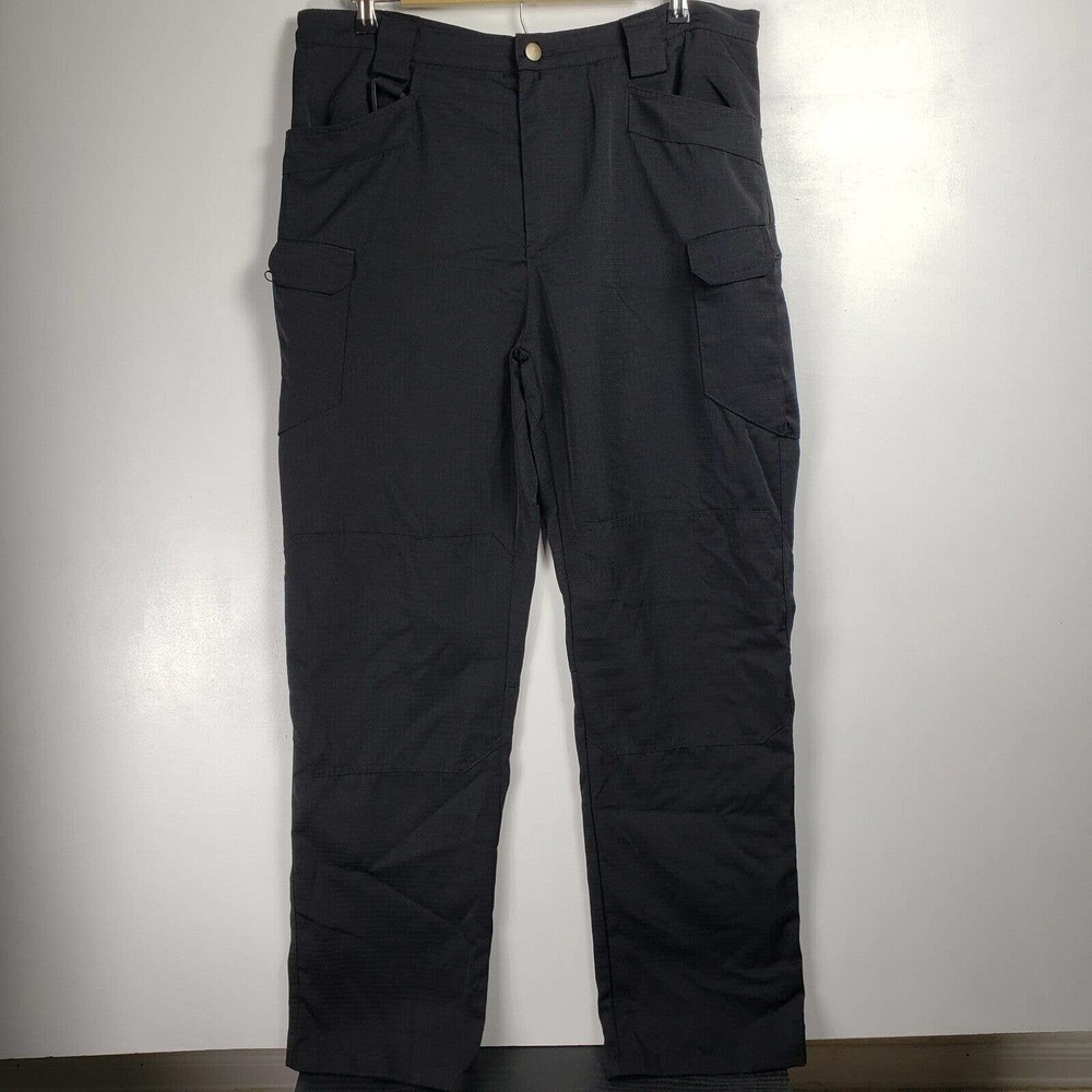 86 Cargo Pants Mens Size XL Black Elastic Waist rip stop Goth Techwear Casual